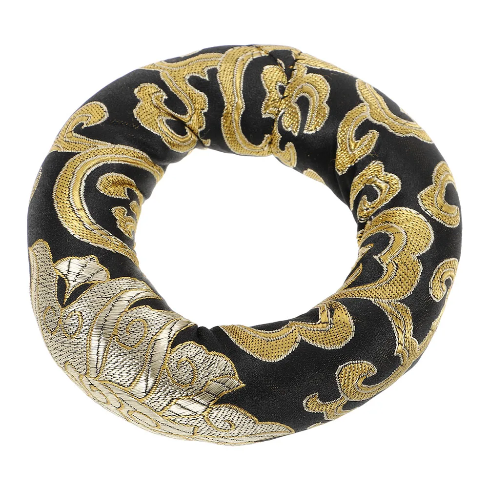 

Handmade Round Silk Cushion 10Cm Brocade Art Design Singing Bowl Pillow Meditation Home Decor Jewelry Display Durable Stable