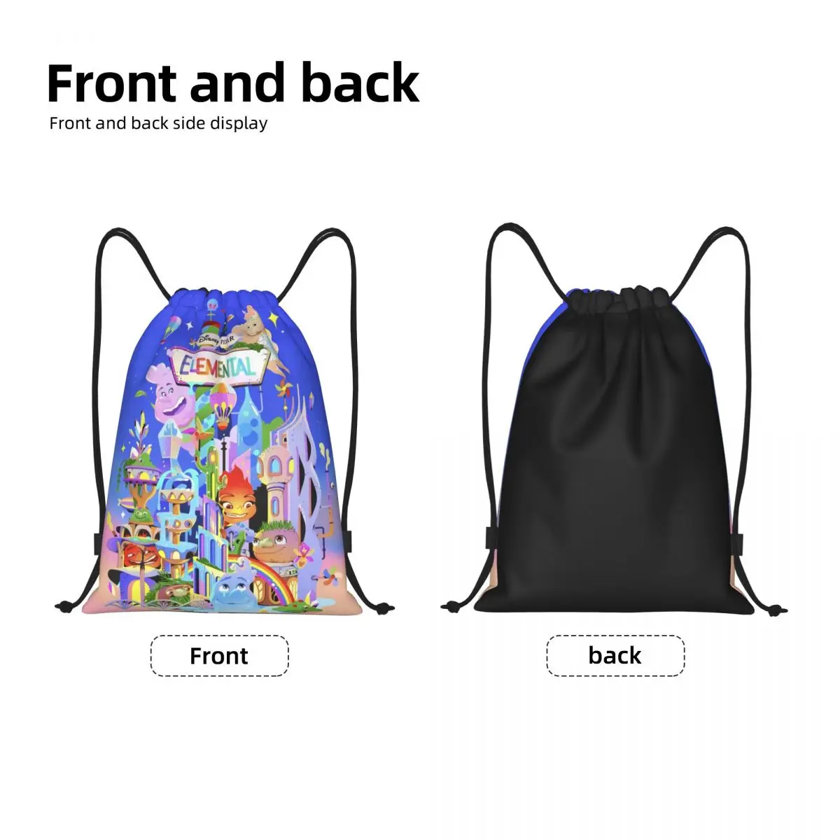 Custom Elemental Film Drawstring Bags for Training Yoga Backpacks Women Men Cinder Lumen Sports Gym Sackpack