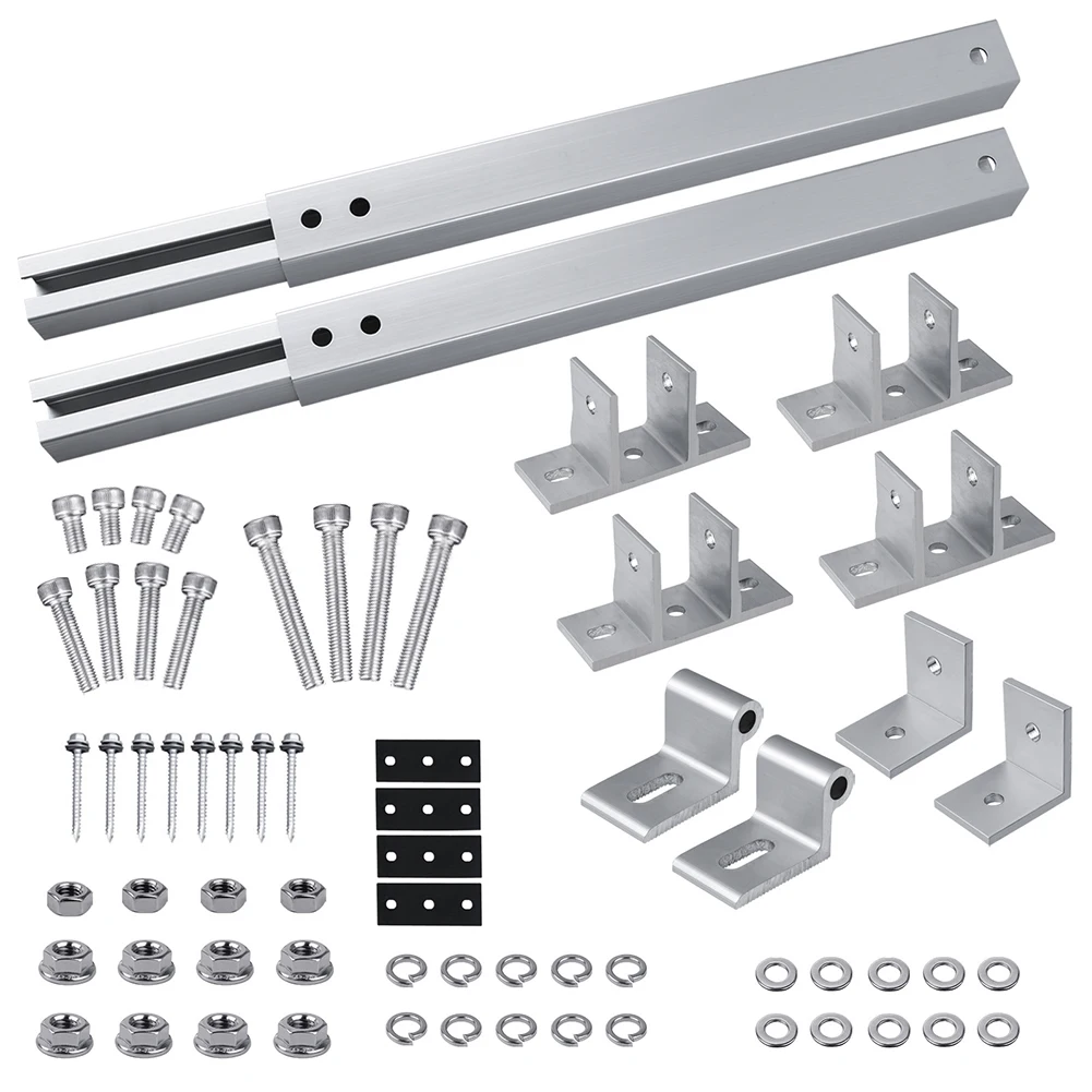 Solar897473542 Panel 9634512Bracket98743573548735, Solar 87354.542Holder End Clamp Kit, Adjustable Flat Roof Mounting