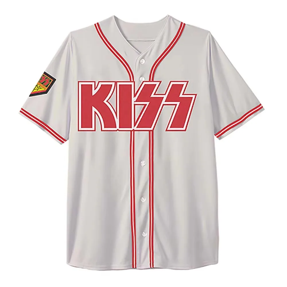 Unisex Vintage 79 Dynasty Tour Baseball-Trikot Kiss Band Heavy Metal Button-Down-Hemd Sommer Casual Streetwear Print-Top – Detail 3