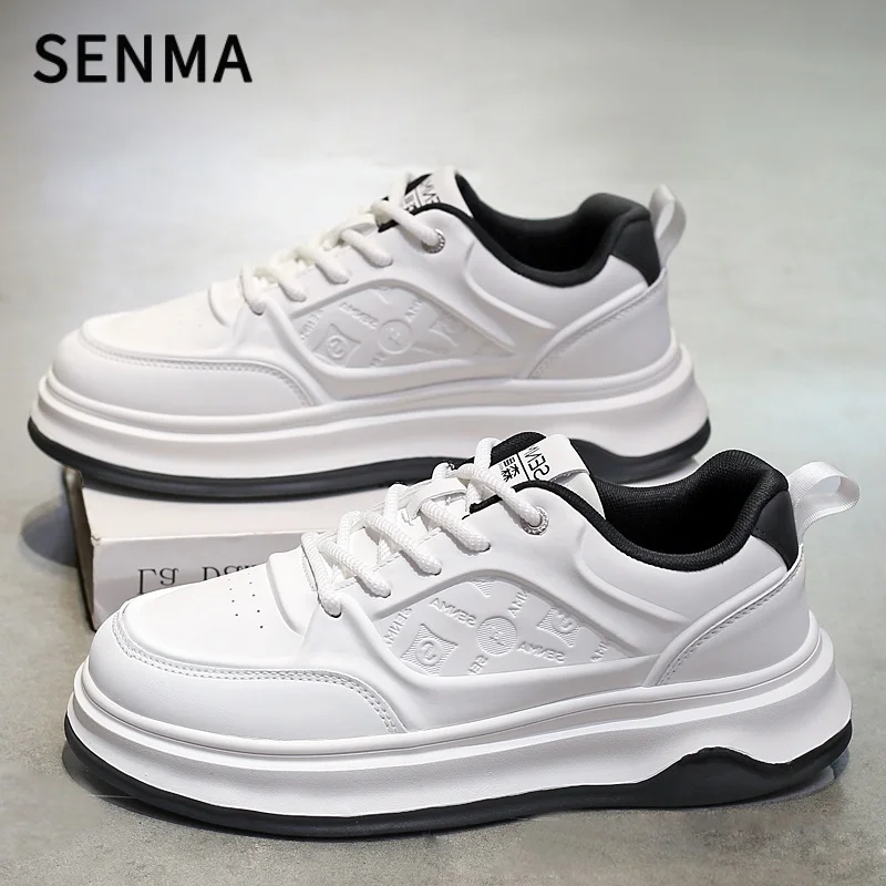 

SENMA Men's Shoes 2025 Breathable Sports and Leisure Board Shoes Men's Sneakers Leather Soft Bottom White Tennis / Walking Shoes