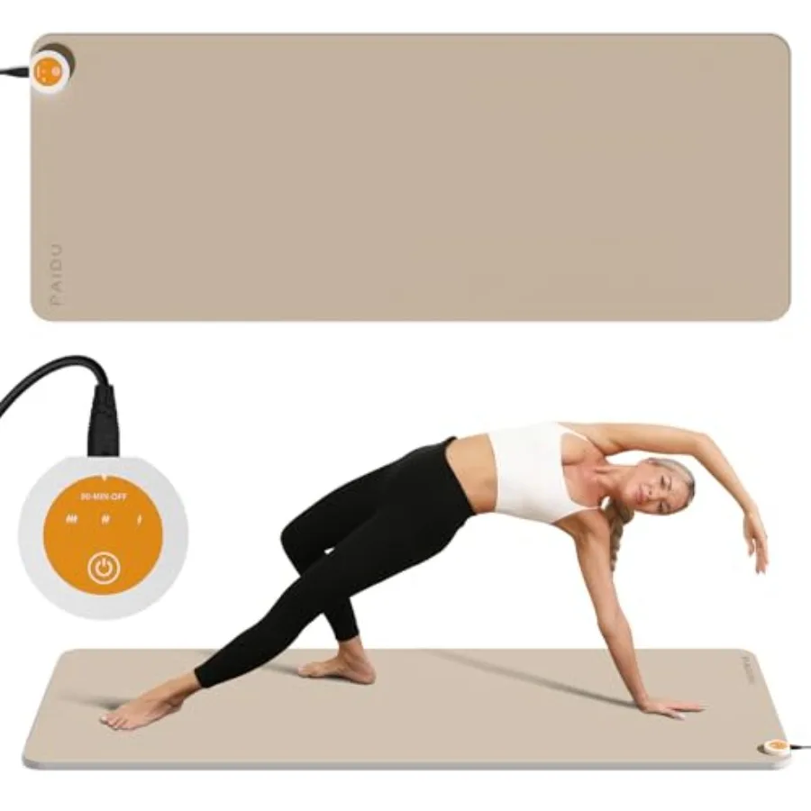 Estera de suelo calefactable con temperatura ajustable, tamaño extra grande y superficie antideslizante para uso en invierno, ideal para yoga, pilates y ex