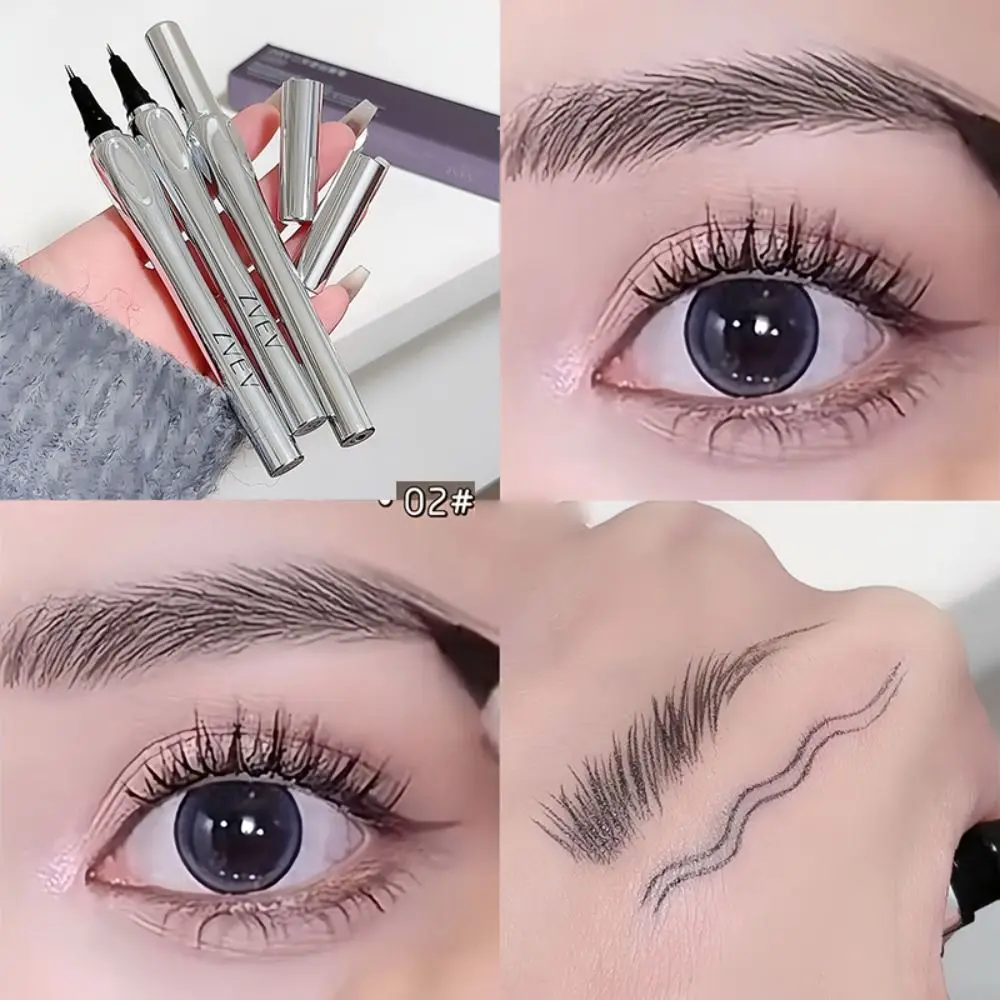 Ultra-fine Silver Eyebrow Pen Easy To Grip 2-Fork Not Smudge Silkworm Brow Pen Waterproof Eye Makeup Not Smudge Eyebrow Tattoo