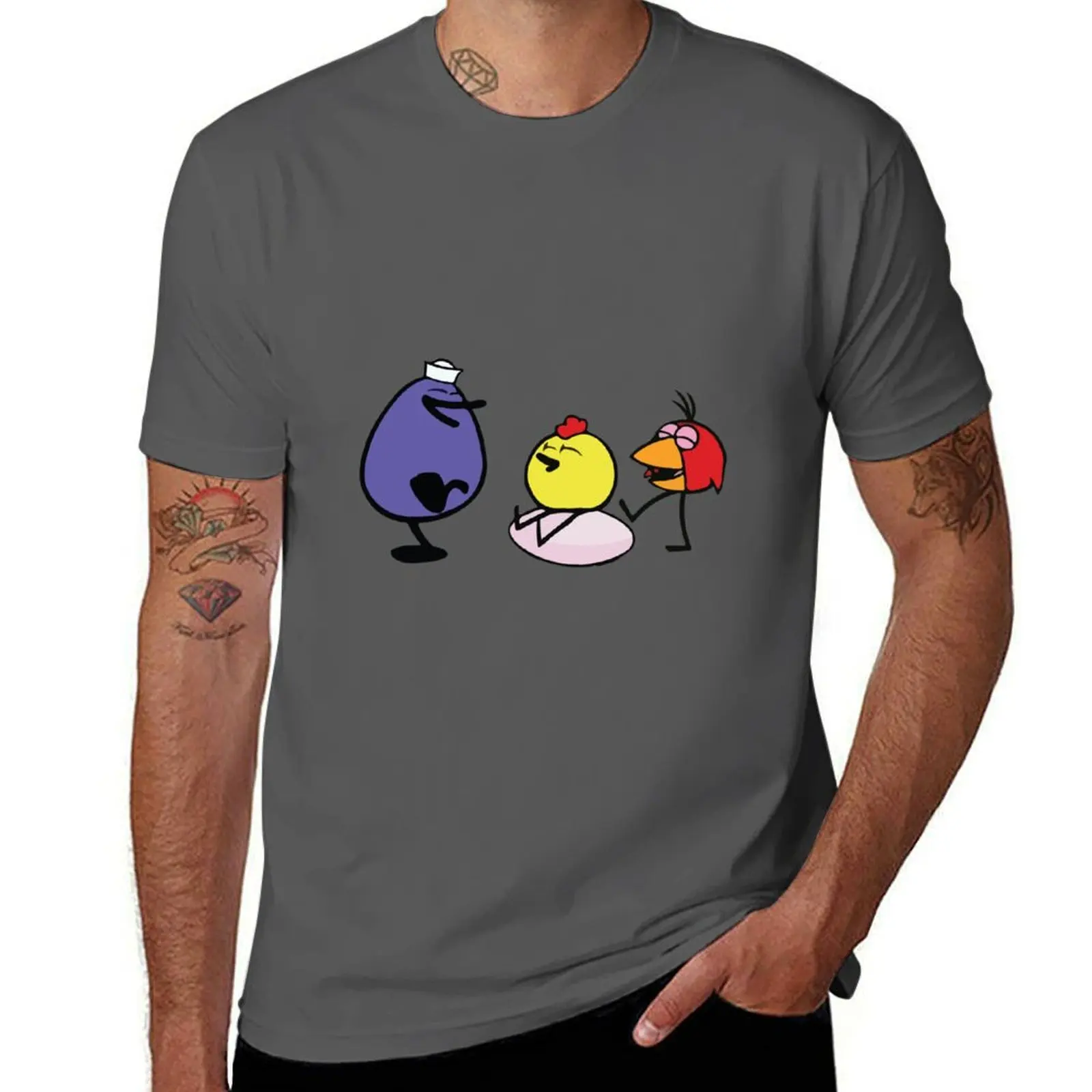 

sitting big wide an the and on egg Peep world T-Shirt Anti-Fade Casual Tee Shirt