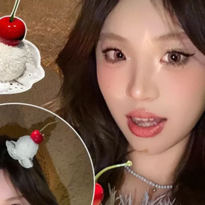 New Cute Cherry Cake Hair Clips For Women Girls Sweet Children Autumn/Winter Plush Hair Accessories Student Gifts