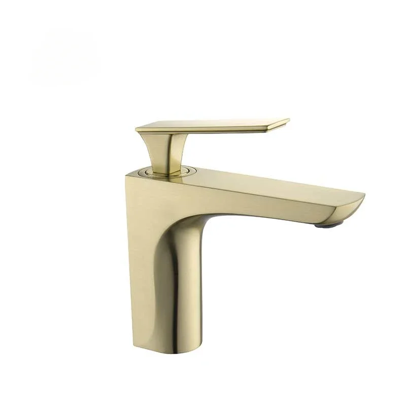 Single Hole Hot And Cold Water Tap Brushed Surface Deck Mounted Solid brass High Mixer Basin Tap