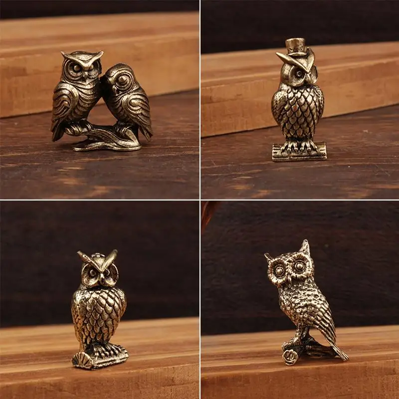 Vintage Owl Metal Figurines Ornament Exquisite Intricate Craft Home Office Desktop Decor Various Styles