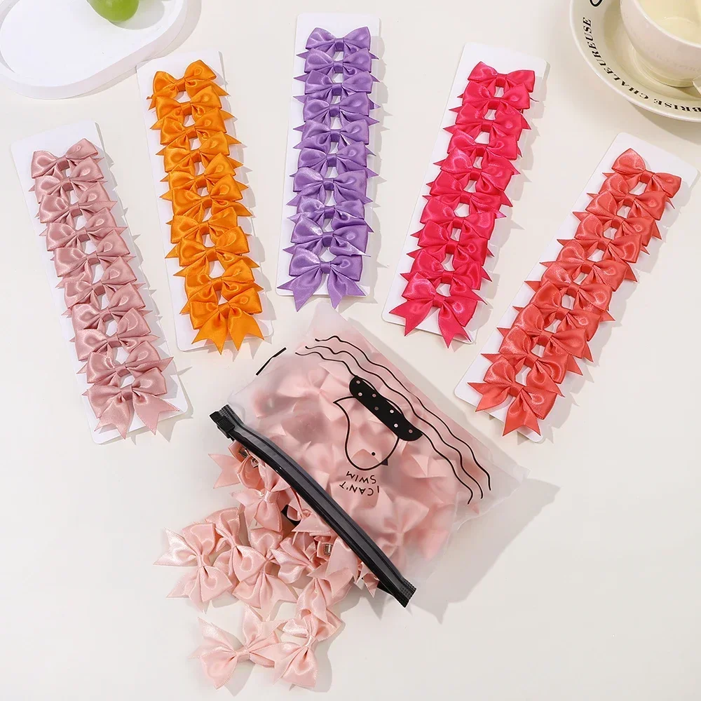 

10PCS/Set Sweet Cute Soild Color Ribbon Bowbot Hair Clips for Baby Girl Christmas New Year Hairpin Party Hair Accessories Y2K