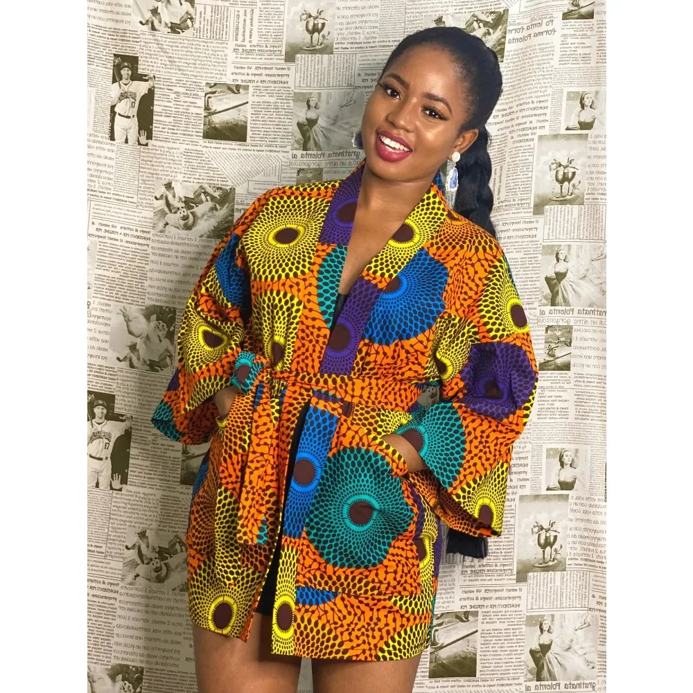 African Dresses For Women Fashion Kimono Cardigan Coat Traditional Floral Print Rich Bazin Vestidos Dashiki Party African Skirts