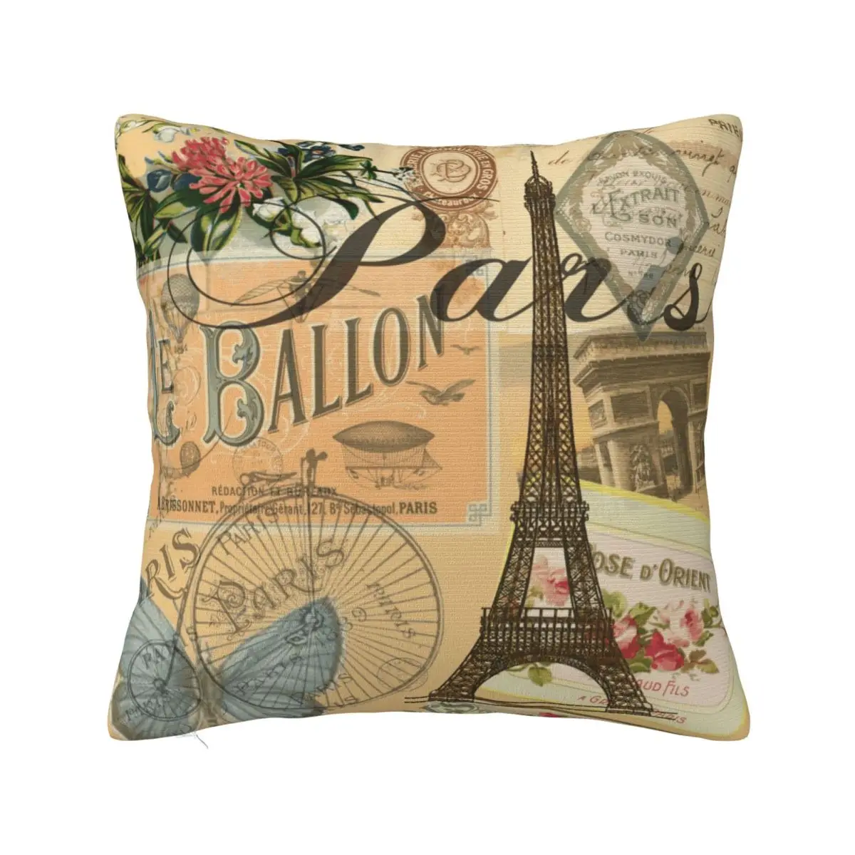 Französische Paris Vintage Europa Reisekissenbezüge London Flower Eiffelturm Floral Kissenbezüge Dekorativer Kissenbezug für Sofa