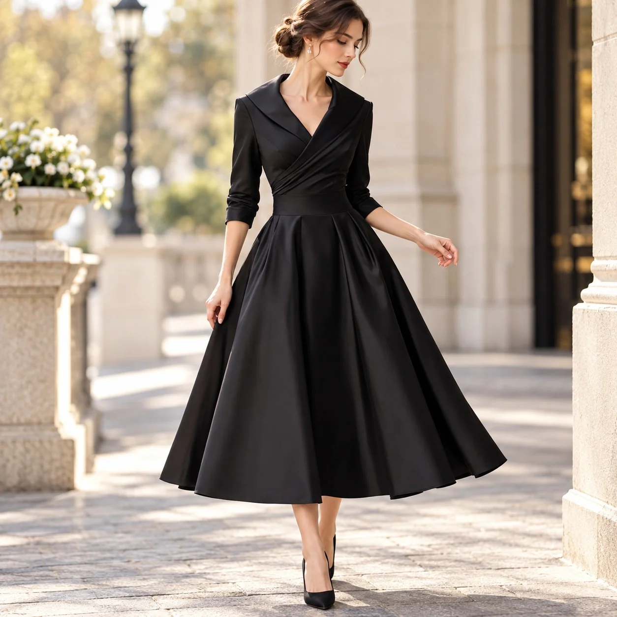 Long Sleeve Single Dress Asymmetrical Office Chic with Patchwork Long Dress Regular Sleeve Elegant Office Autumn for Women