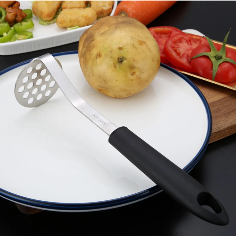 Potato Masher Stainless Steel Mud Press Potatoes Handheld Presser Squeezer Black Ricer