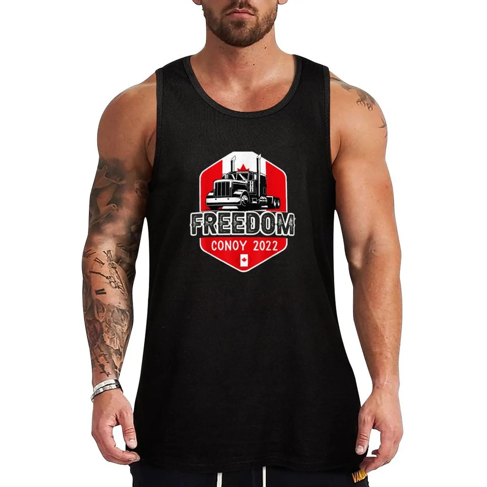 Canada Freedom Convoy 2022 Canadian Truckers Support flag Tank Top Male clothes Bodybuilding shirt t-shirt for men