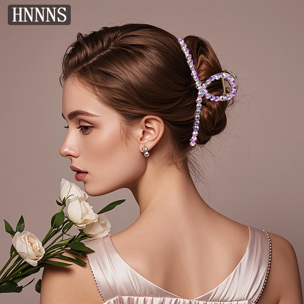 

HNNNS Colorful Crystal Shark Clip Women Casual Claw Clip Simple Hairpins Elegant Alloy Claw Clips Hair Accessories A192