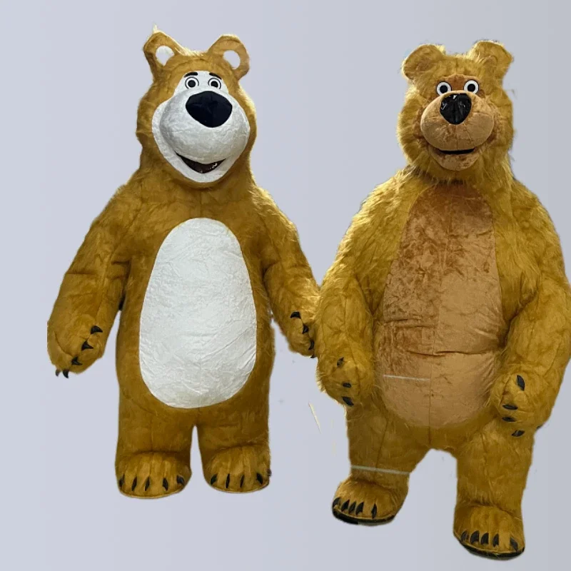 زي التميمة المزدوج العملاق القابل للنفخ على شكل دب وفتاة للبالغين، دمية المشي لإكسسوارات حفلات الهالوين وعيد الميلاد #3