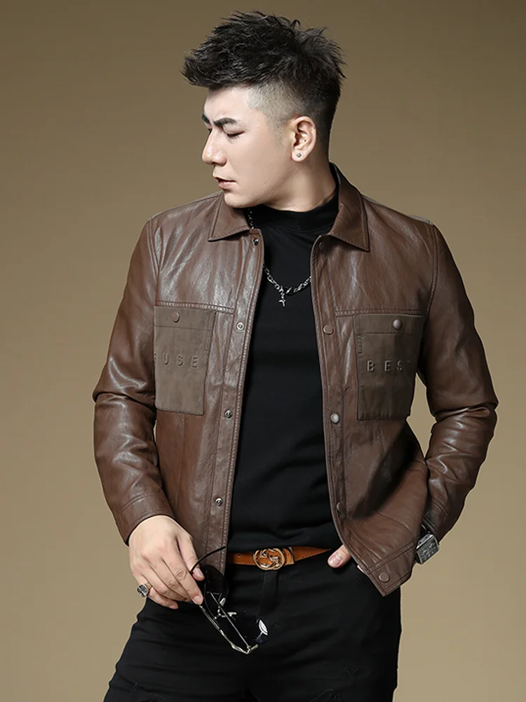 

Heavy Du Men's Leather Jaet 2025 New Sle Luxury Slim Fit Casual Faion Spring Autumn Seasonal Long Sve Single Button