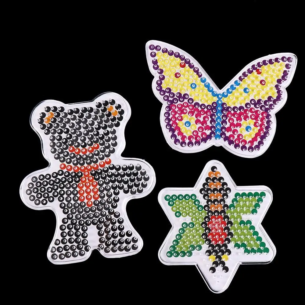 Toy Template Hama Beads Pegboard Plastic Stencil DIY Toy Beads Mini Pegboard Mini Transparent Beads Template with Color Paper