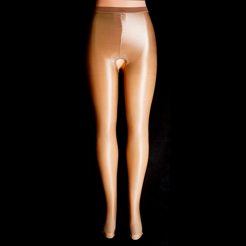 Women's Sheer Pantyhose Leggings Shiny Tights Glossy Sexy Open Crotch Stockings Dance Club Yoga Fitness Compression Plus Size