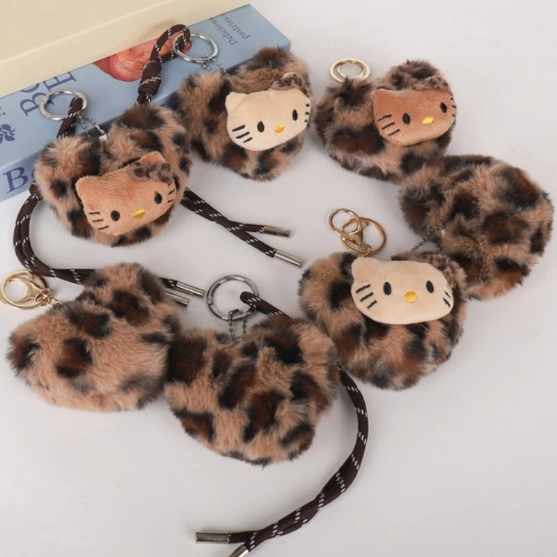 Cartoon schattig katje pop knuffel sleutelhanger rugzak dier luipaard patroon kat hanger auto hangende decoratie kerstcadeau