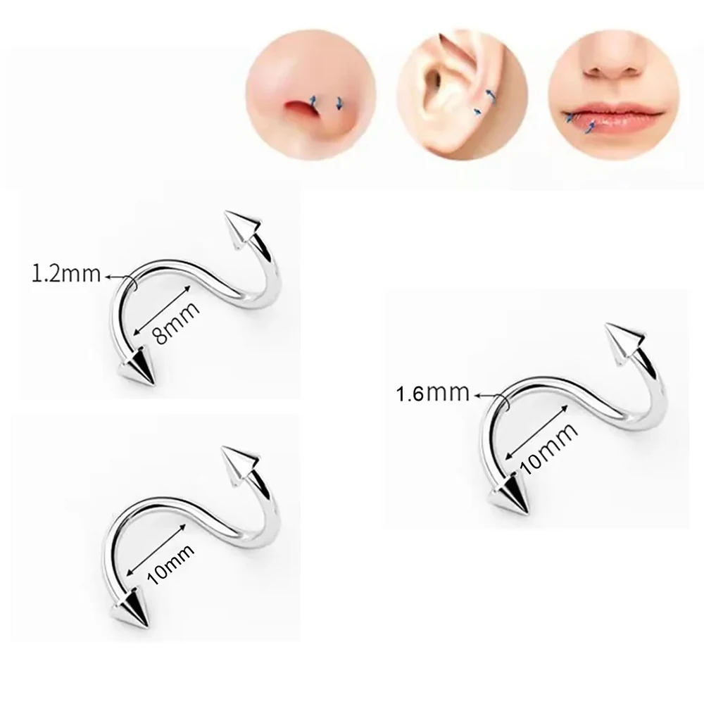 316L Stainless Steel Lip Piercing Nose Ring, S Shape