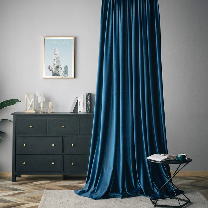 Nordic Light Luxury Living Room Bedroom Curtains Thickened Soft Dutch Velvet Curtains Light Blocking Thermal Insulation Curtains