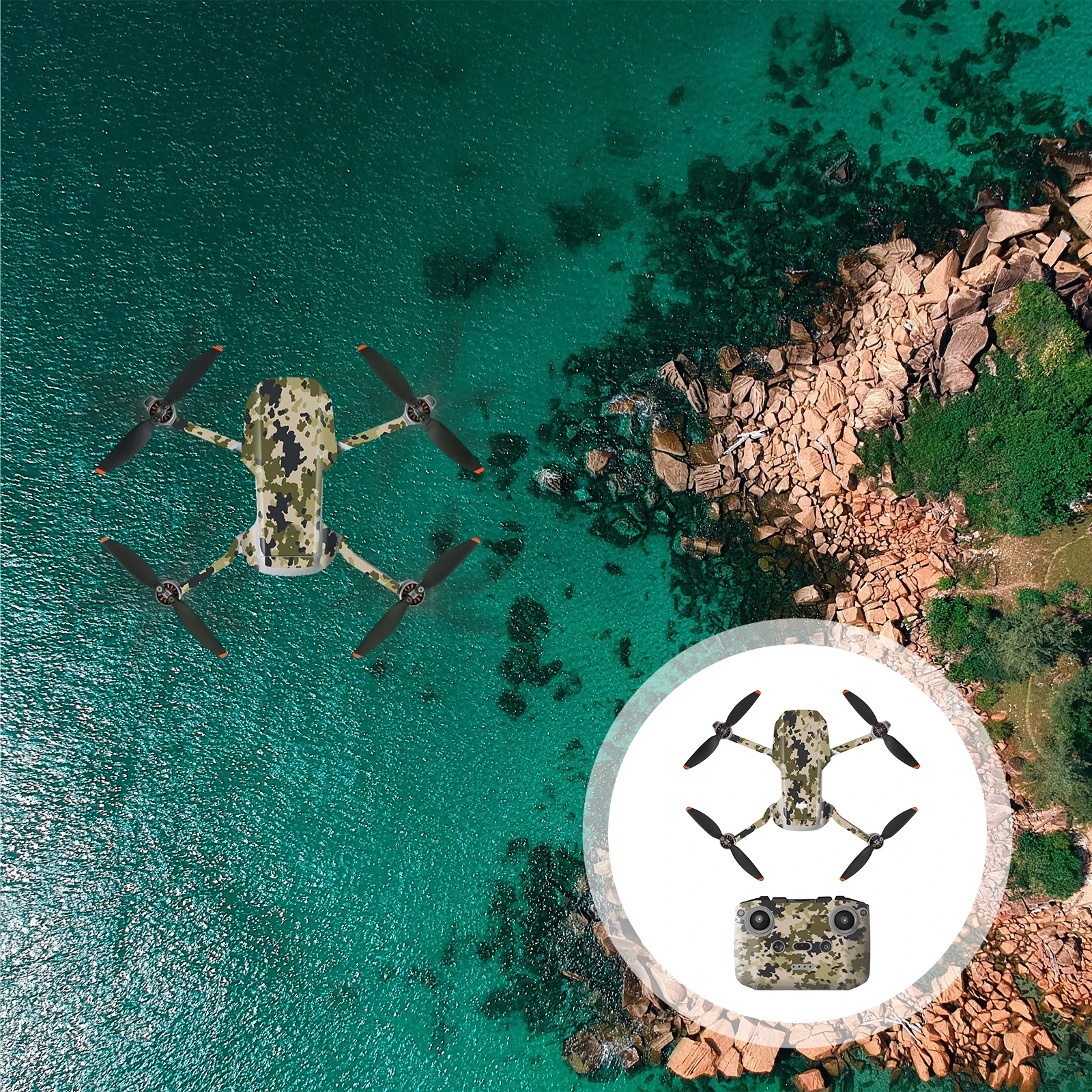 Drone Protective Film Skin Sticker Decoration Precise Cutting Waterproof Scratch Proof Sun Proof Easy to Stick No Glue Repeated