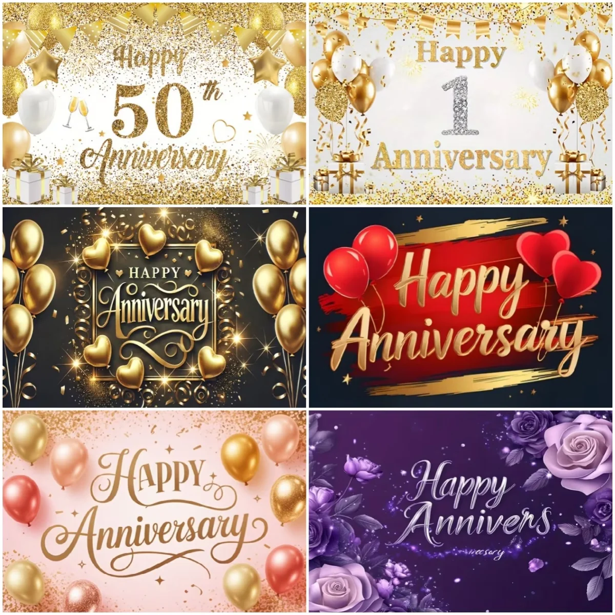 

Happy Anniversary Theme Background Marriage Couple Friendship Anniversary Party Decoration Supplies Pink Gold Balloon Banner