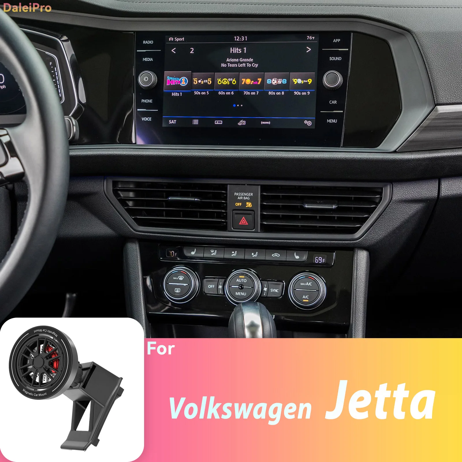 Custom Fit for VW Jetta 2019 2020-2026 MK7 Vento Magnetic Phone Mount Airflow Cooling Phone Holder 360° Swivel Phone Holder Base