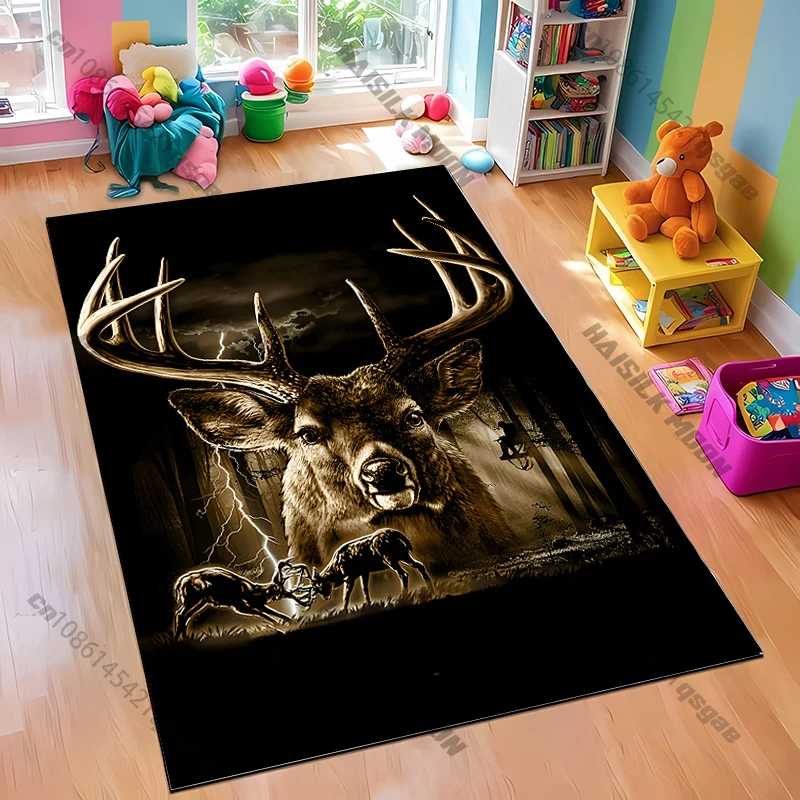 Free shipping! "Patriotic Deer Rug for Rustic Home Decor" carpet for home sofa bedroom, gift view 5