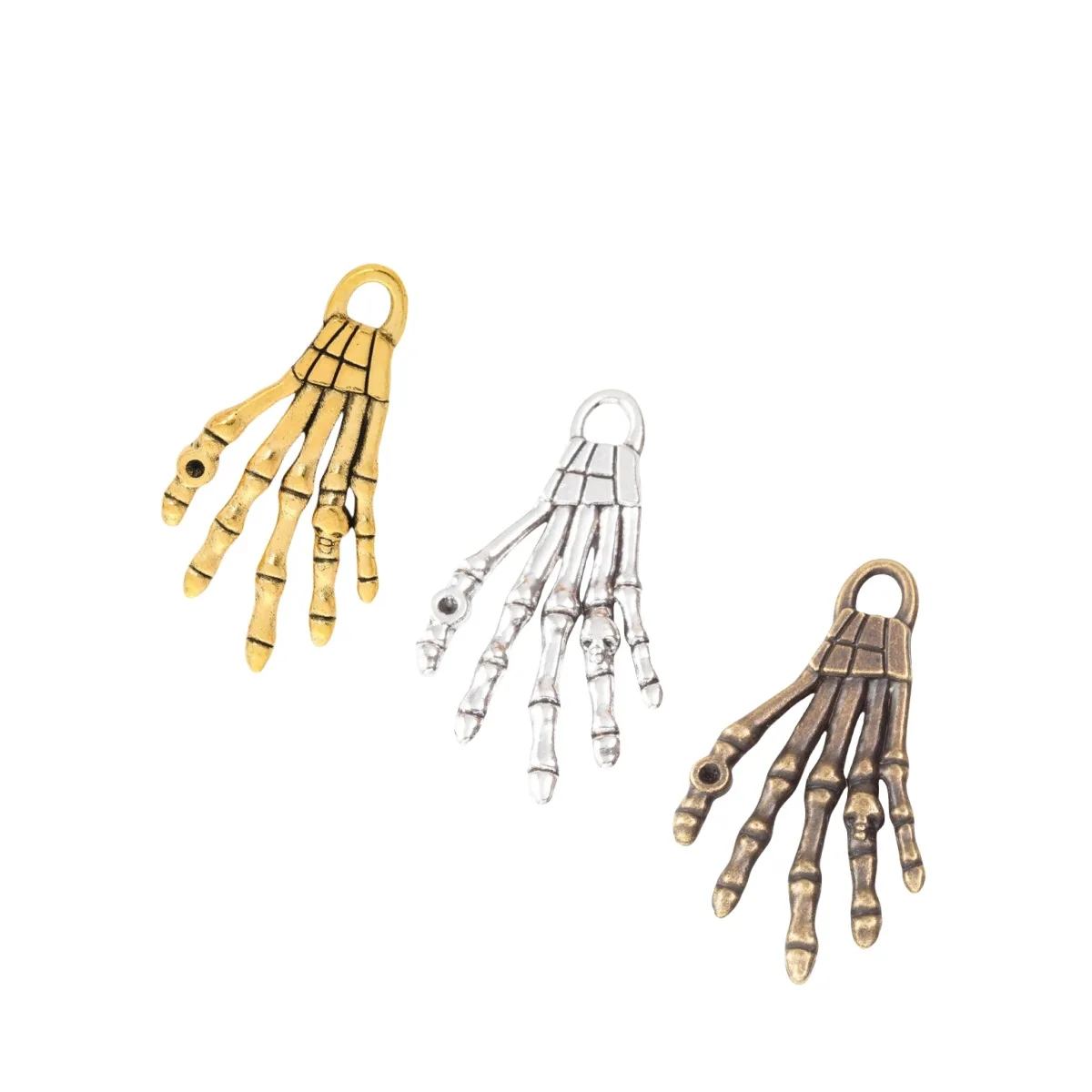10pcs 35*19mm 3 Color Skeleton Hand Charms Metal Halloween Pendants DIY Handmade Jewelry Making Findings Accessorie