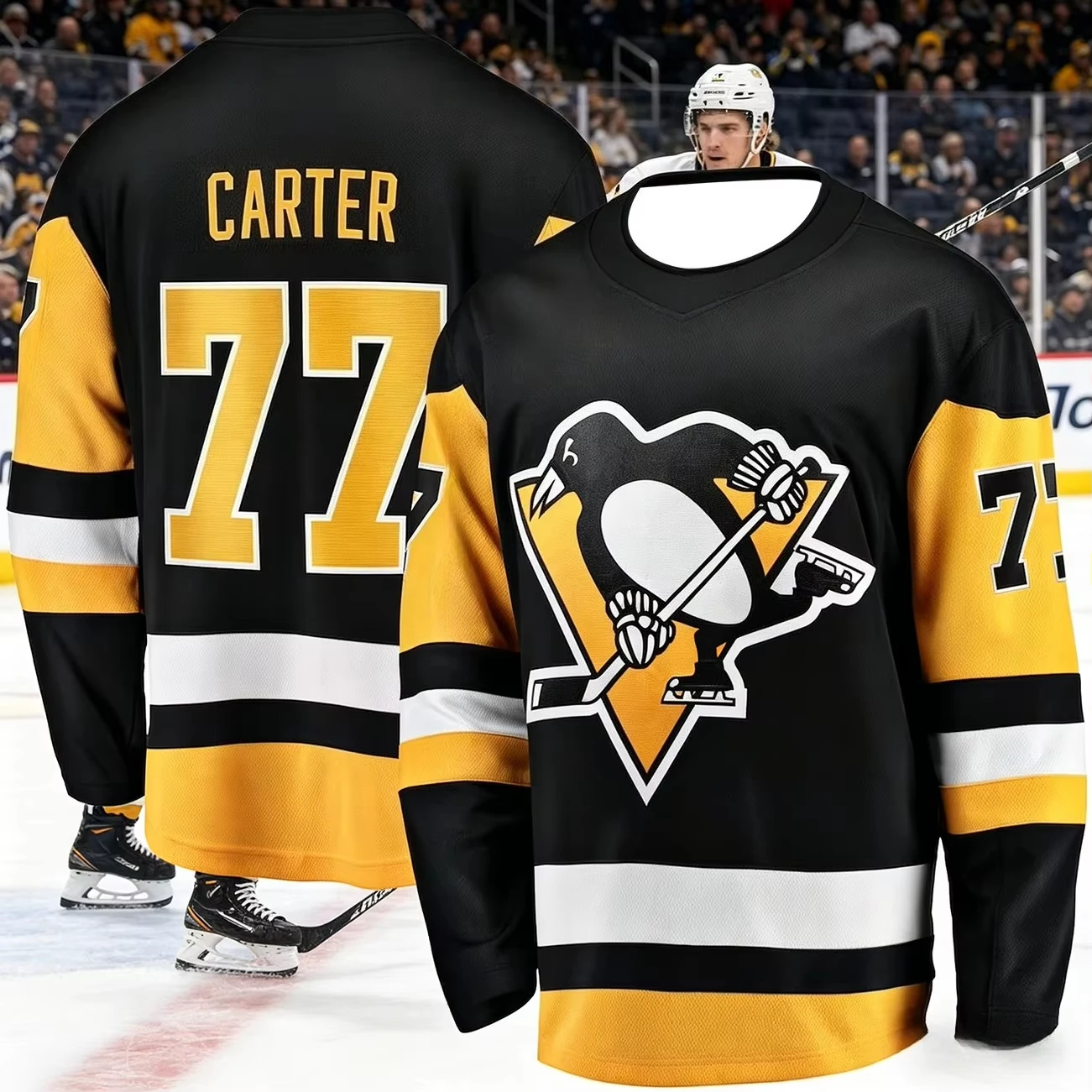 New 2026 Men's  Ice Hockey Training Suit - Penguin Series 3D Printed Pattern Moisture-Wicking Yellow Long-Sleeved T-Shirt Kids