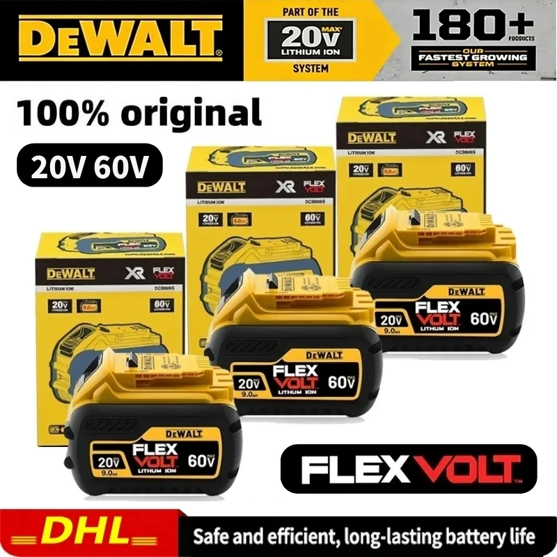 Genuine DeWALT 20V 6.0Ah High Power Tool Battery 60V 9.0Ah FlexVolt Battery Charger Set XR Li-Ion DCB205,DCB206,DCB202,DCB609