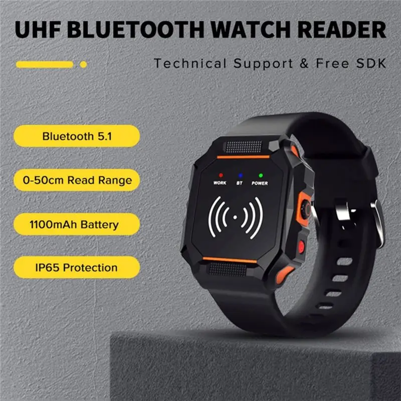 [NEW!A25P】 Wearable UHF RFID Watch Reader 902-928Mhz For Warehouse Laundry Management Wireless Bluetooth Wristband Tag Reader