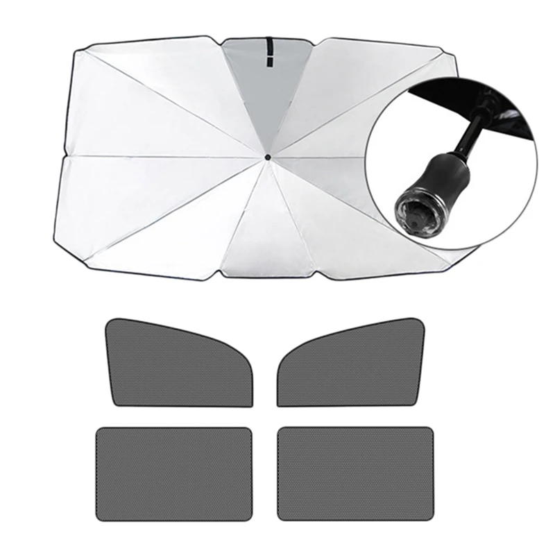 

Car Windshield Sunshade Umbrella UV Block Car Parasol with Broken Window Head+Side Window Sun Visor (49.21X25.59