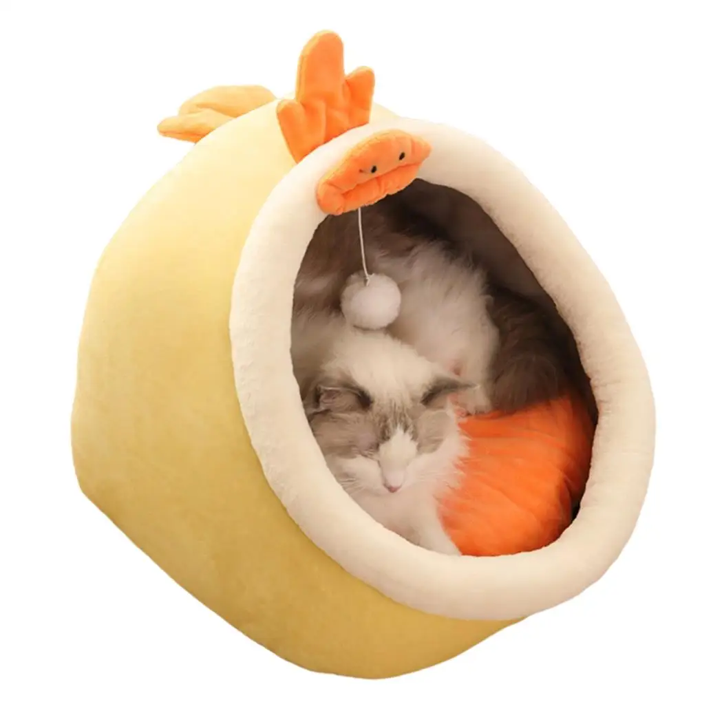 Cama para mascotas cálida y acogedora, cojín para casa para gatos con parte inferior antideslizante, cama nido para dormir extraíble y lavable para mascotas