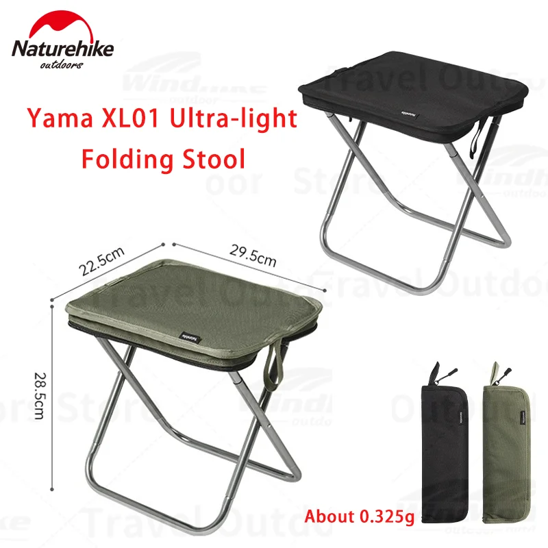 Naturehike XL01 Ultra-light Folding Stool Camping Outdoor Fishing Chair Portable 325g Easy to Take Aluminum Alloy Bearing 180kg