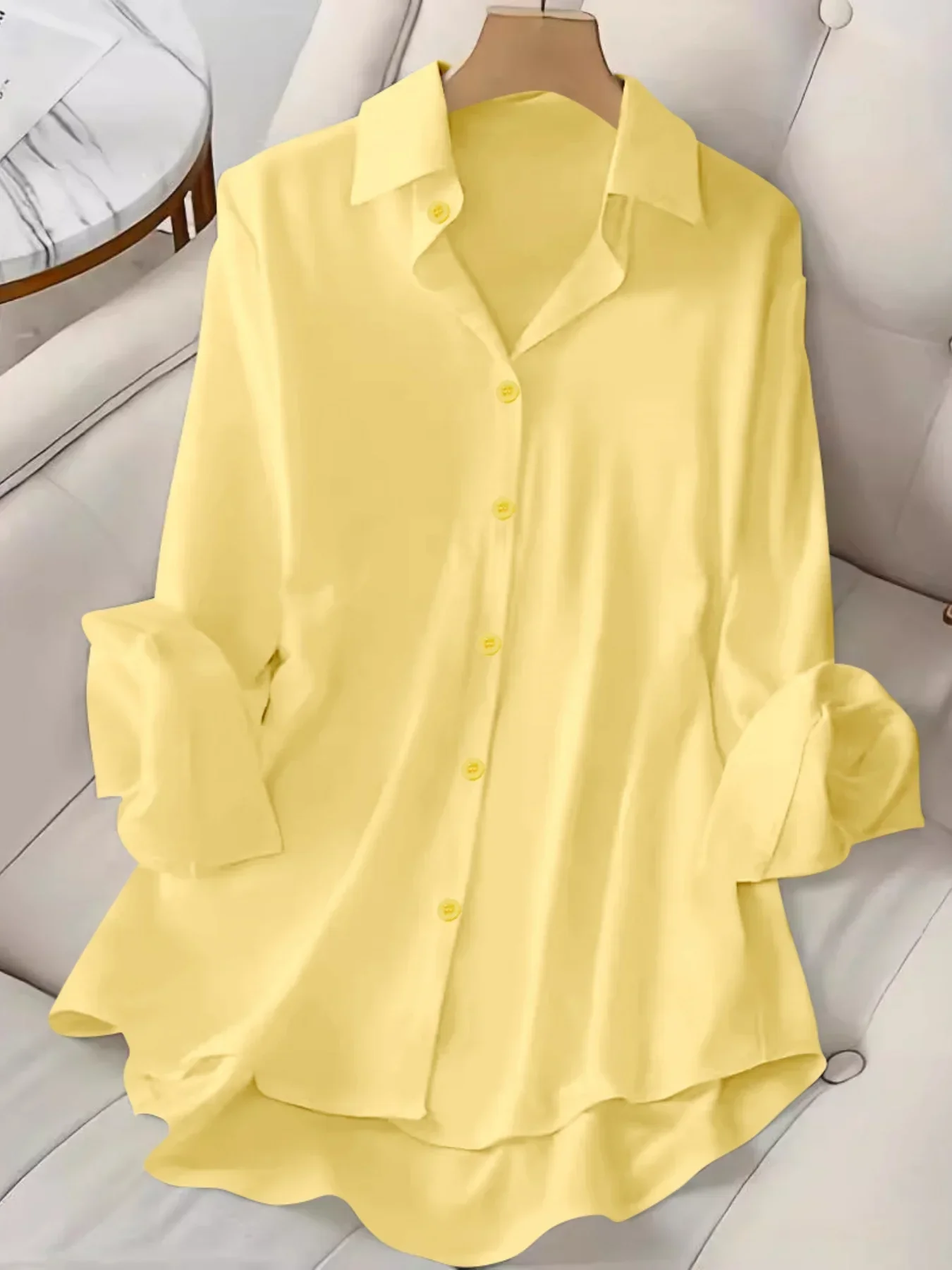 

Hot Sale Women White Long Sleeve Polo Collar Shirt Lightweight Breathable Casual Blouse with Shirt Sleeves Perfect Everyday Wear