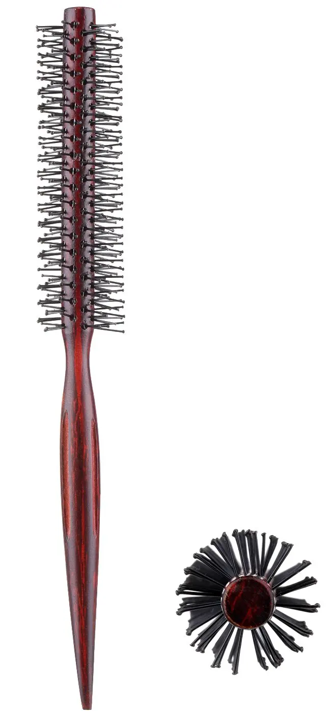 

Маленькая круглая щетка для волос с нейлоновой щетиной для укладки и сушки коротких волос.