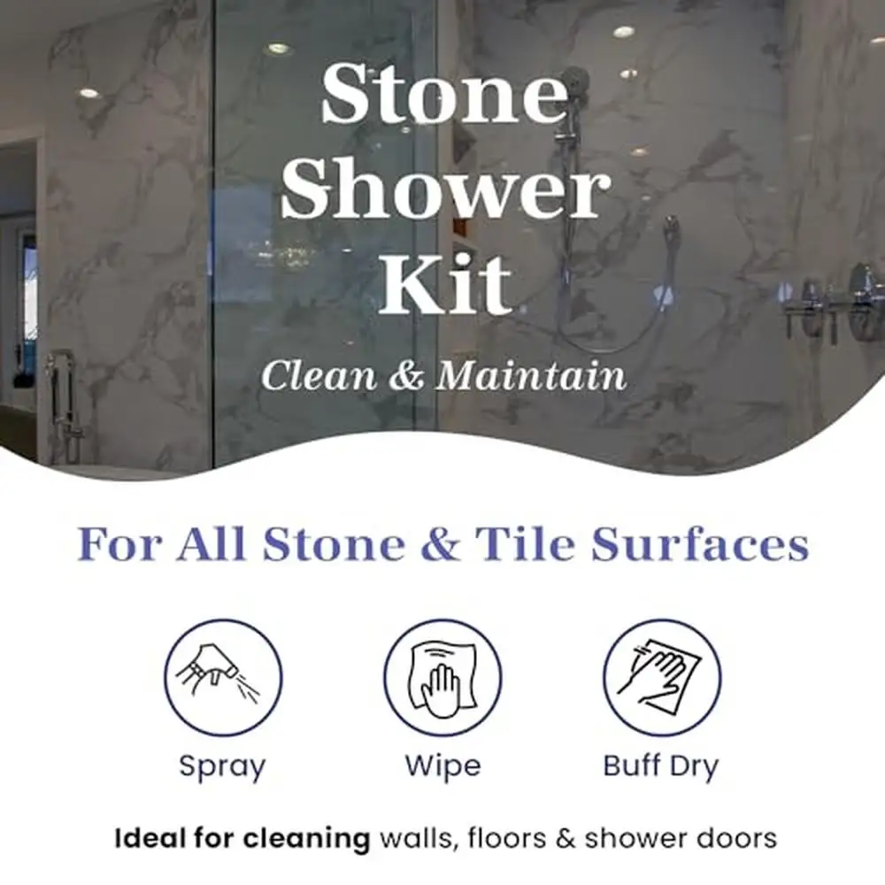 Stone Shower Clean & Maintain Eco-Friendly Kit Tile Shower Grout Professional Grade Biodegradable Formula Made in USA 100%