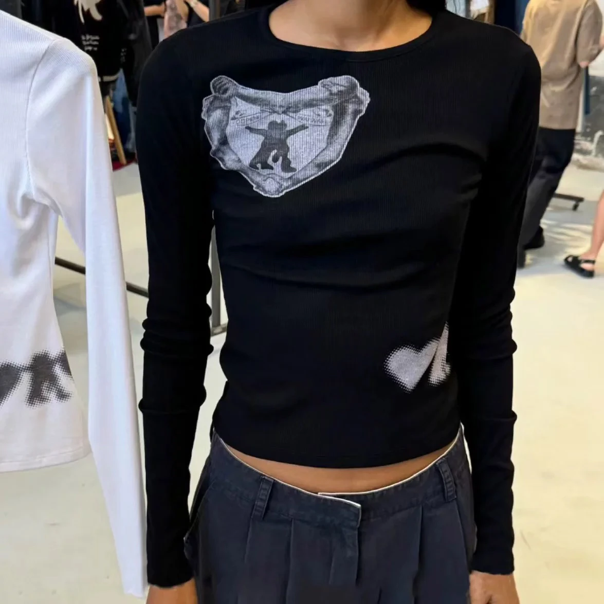 

Openyy fiti Little Man Print Long Sve Slim Fit Base irt Cotton Commute Sle Winter Youth Faion round Ne T-irt