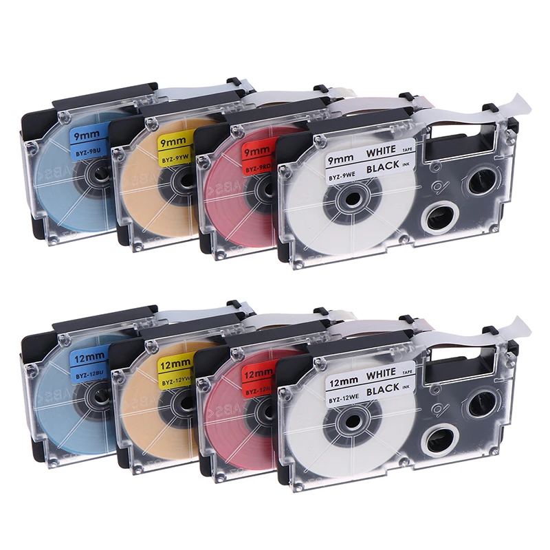 XR 9WE XR 12XWR Compatible Label Tape 9mm 12mm High Quality Ribbon for File Folder Marking and Storage Organization