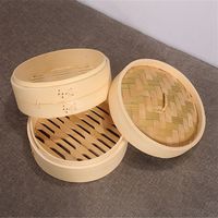 Bamboo Steamer 10/15/20cm Steam Pot With Cover Fish Rice Dumplings Snack Steamed Bun Heated Steamer Home Kitchen Kitchenware