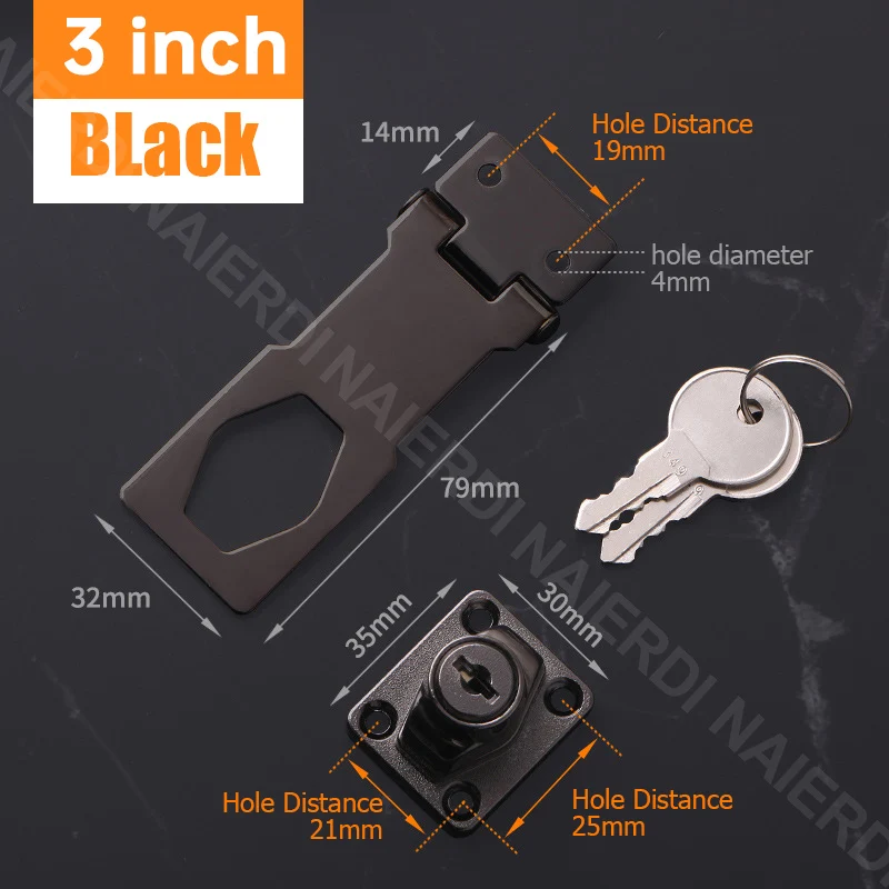 NAIERDI Zink-legierung Punch-freies Mit Schloss 2,5-4 zoll Schublade Schlösser Brief Box Locker Schrank Sperren Office sicherheit Kombination Schloss
