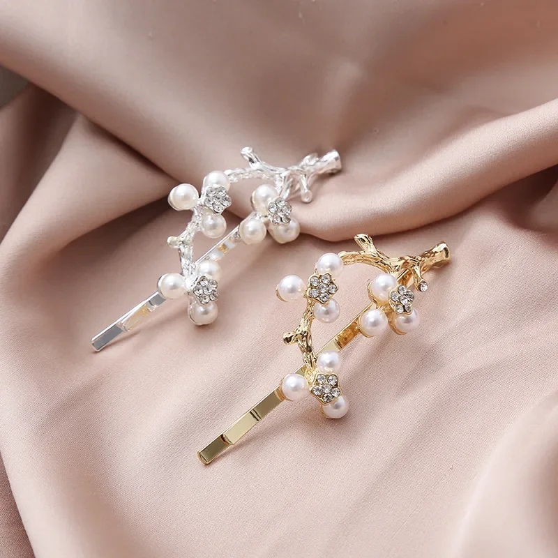 

Forest Branch Clip 1PCS Korean New for Women Pearl Rhinestone Side Bangs Simple Sweet Decor Durable Kit