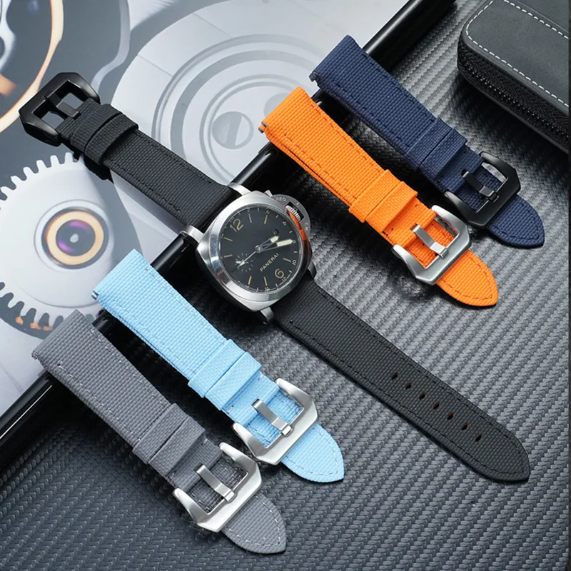 

Quick release style waterproof canvas+silicone base watch strap for Panerai watch strap men's quick release fluororubber Lumino