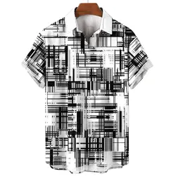 Men's Shirts 3D Print Art Block Graphics Fashion Button Short Sleeve Lapel Streetwear Hawaiian Blouse shirts for men Summer