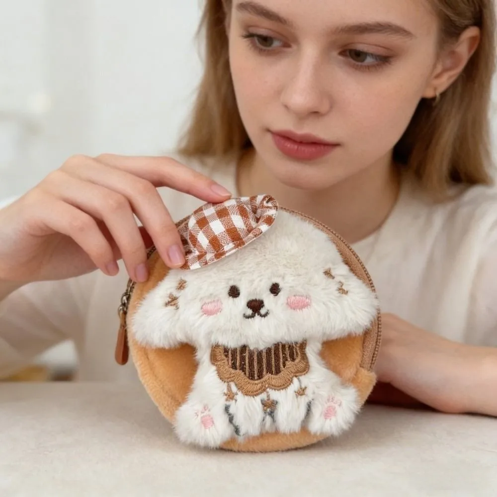 Lindo 3D perro monedero sombrero cachorro tela de felpa llavero cartera Mini bolsa multiusos encanto auriculares/lápiz labial/almacenamiento de monedas