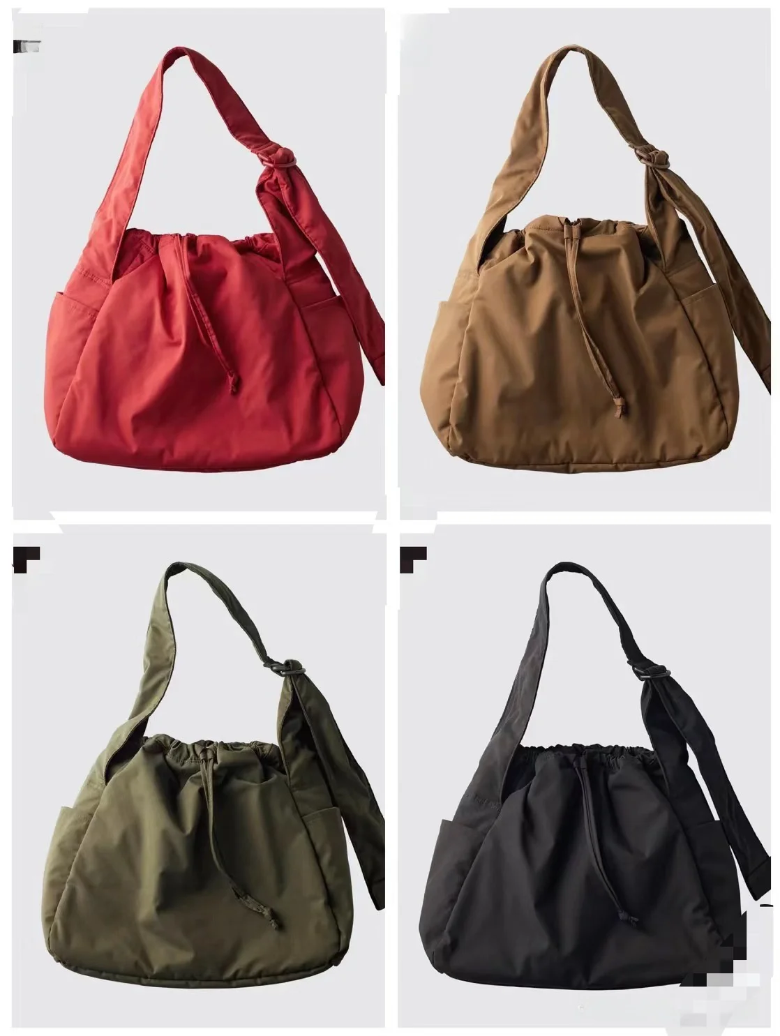 

ex Soft Crossbody Bag Large Capaci Dstring Casual Bag Versatile Lightweight oulder Bag Buet ape Pure Color