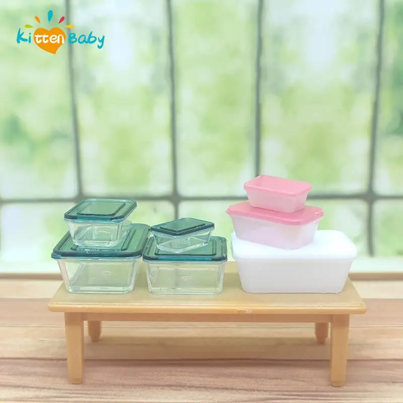 Miniature Dollhouse Crispers Silicone Mold Food Container Storage Box DIY Mold Dolls House Accessories Kids Pretend Play Toys