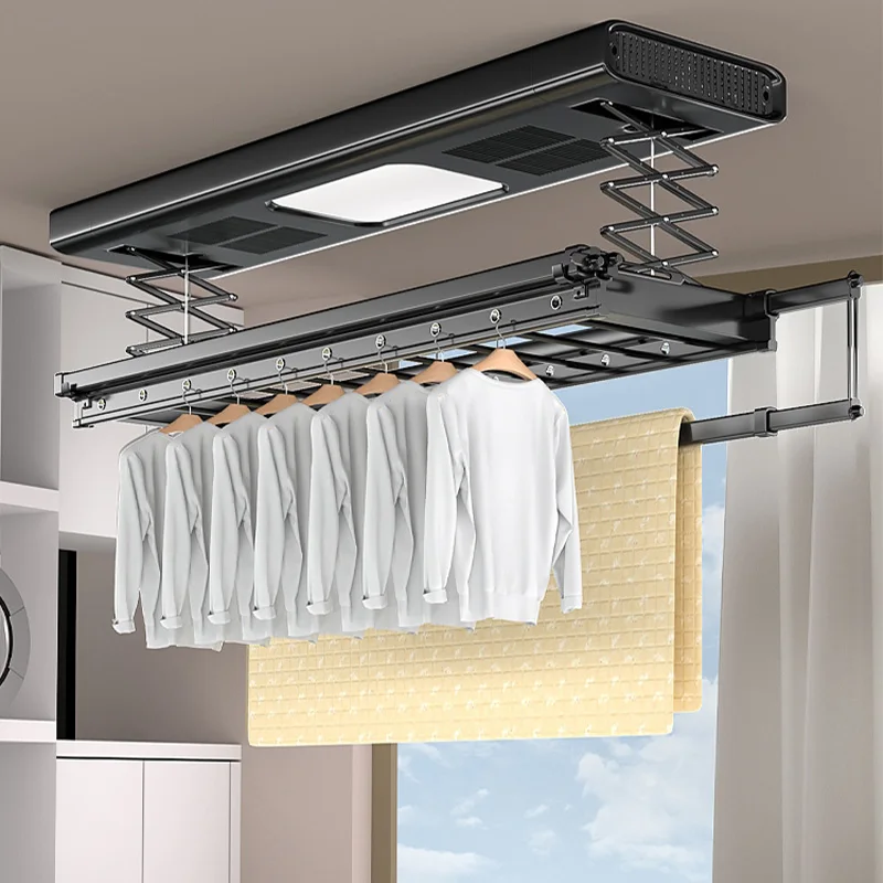 Adjustable LED Electric Clothes Drying Rack Indoor/Outdoor Balcony Smart Electronic Multiple Drying Modes Faster Drying